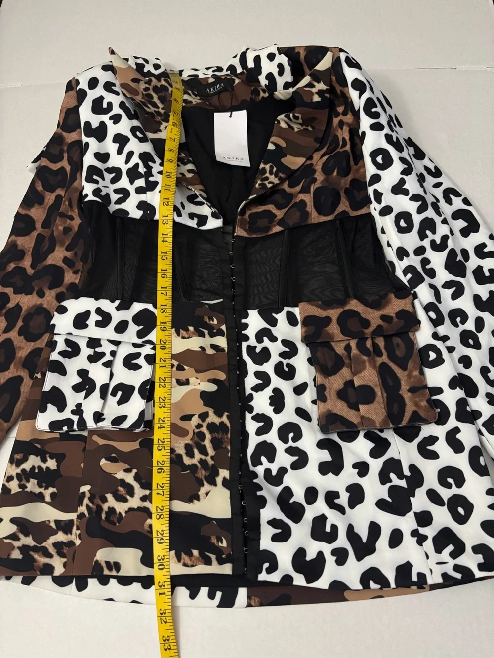 AKIRA BEIBS IN THE TRAP CORSET BLAZER IN PATCHWORK CHEETAH XL - Picture 3 of 13
